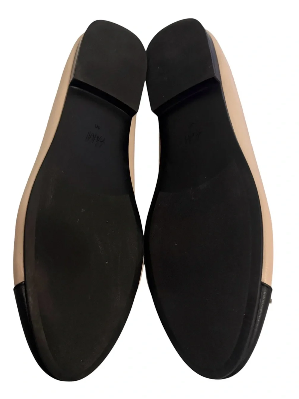 H&M Ballet Flats 9 Bow Cream w/ Black Toes Loafers